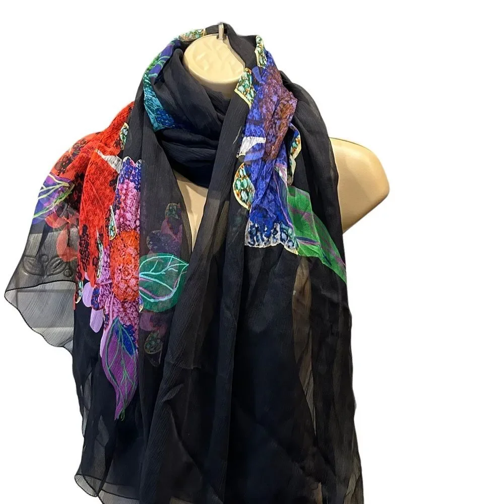 Vintage Bulgari Silk Floral‎ Scarf 50x82
